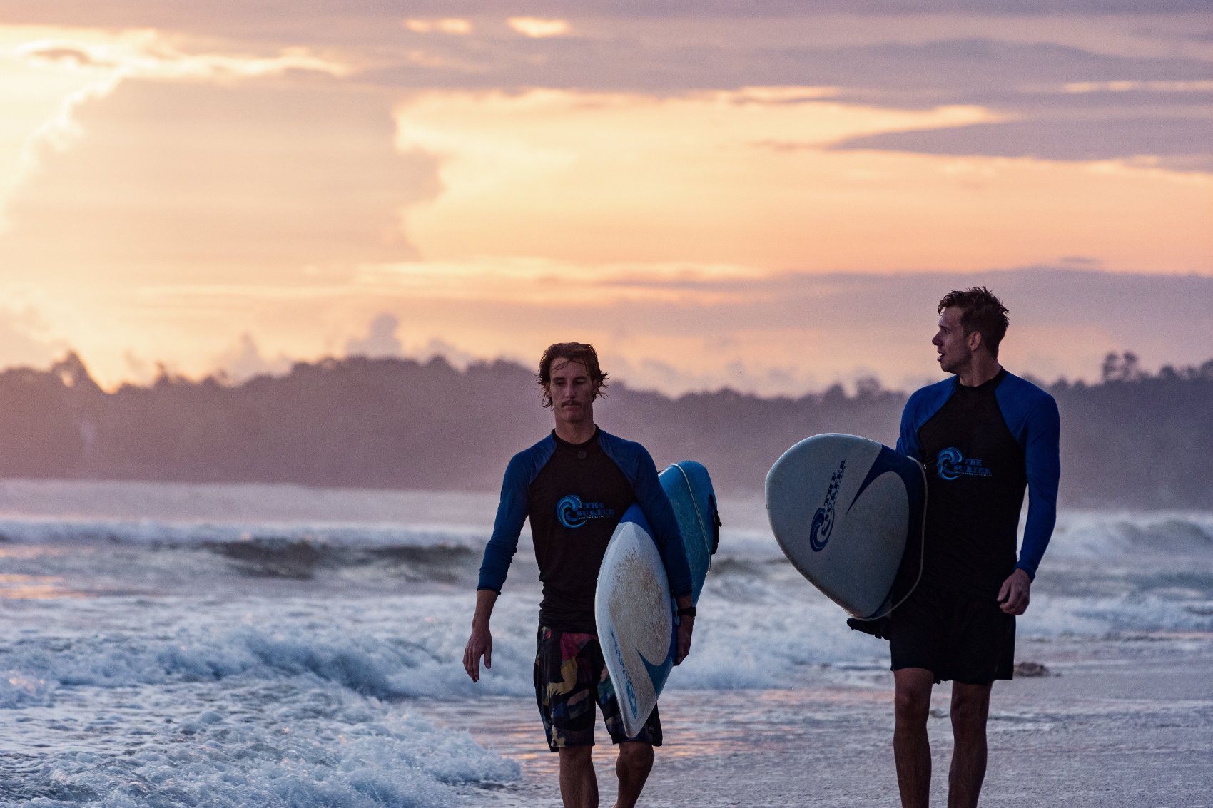 sunset surfing